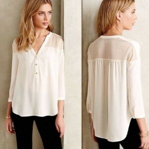 Anthropologie Maeve Vantaa Cream Henley Blouse size 2